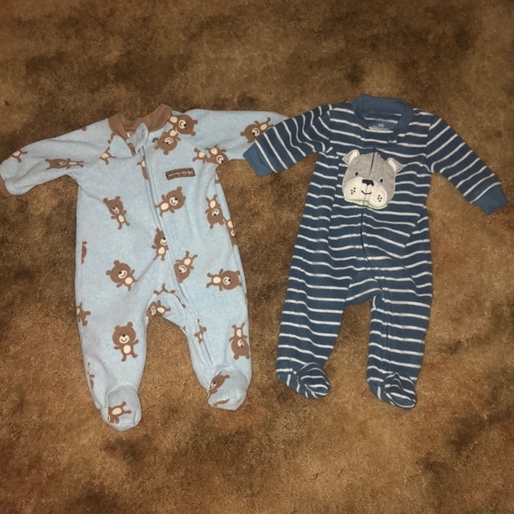 Carter's Other - two NB carters fleece footie pajamas